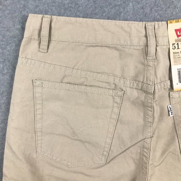 New Levis 511 Shorts Mens Small Size 20 Khaki Beige Tan Slim Short Plaza Taupe - Picture 14 of 15